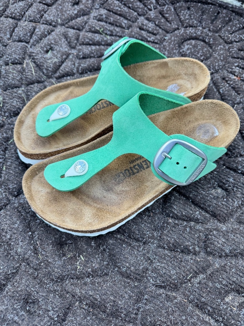 Birkenstock Big Buckle Green Leather Gizeh 37